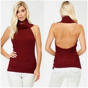 NWT Burgundy Sleeveless Turtleneck Sweater